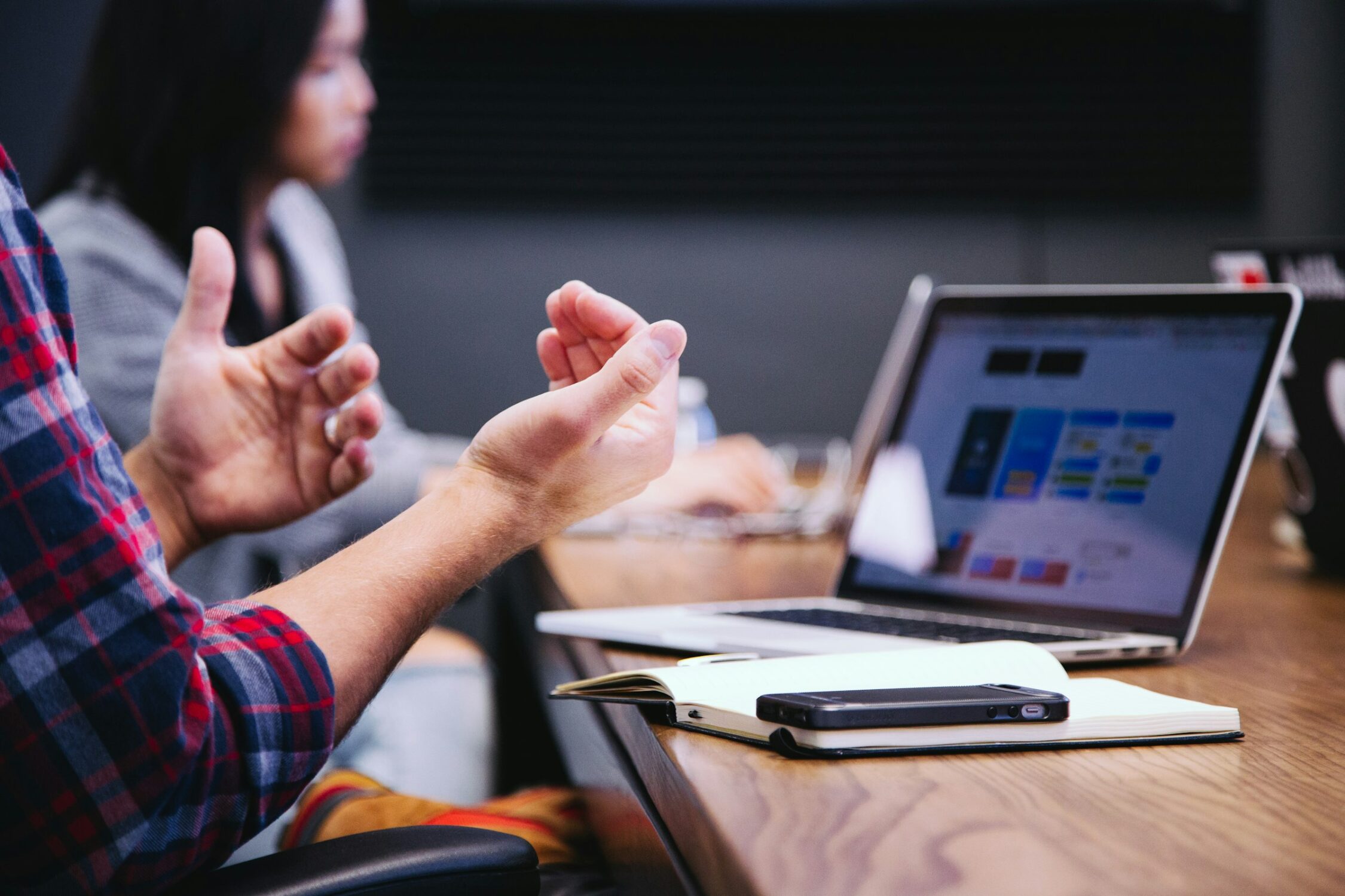 Business development discussion at a meeting table