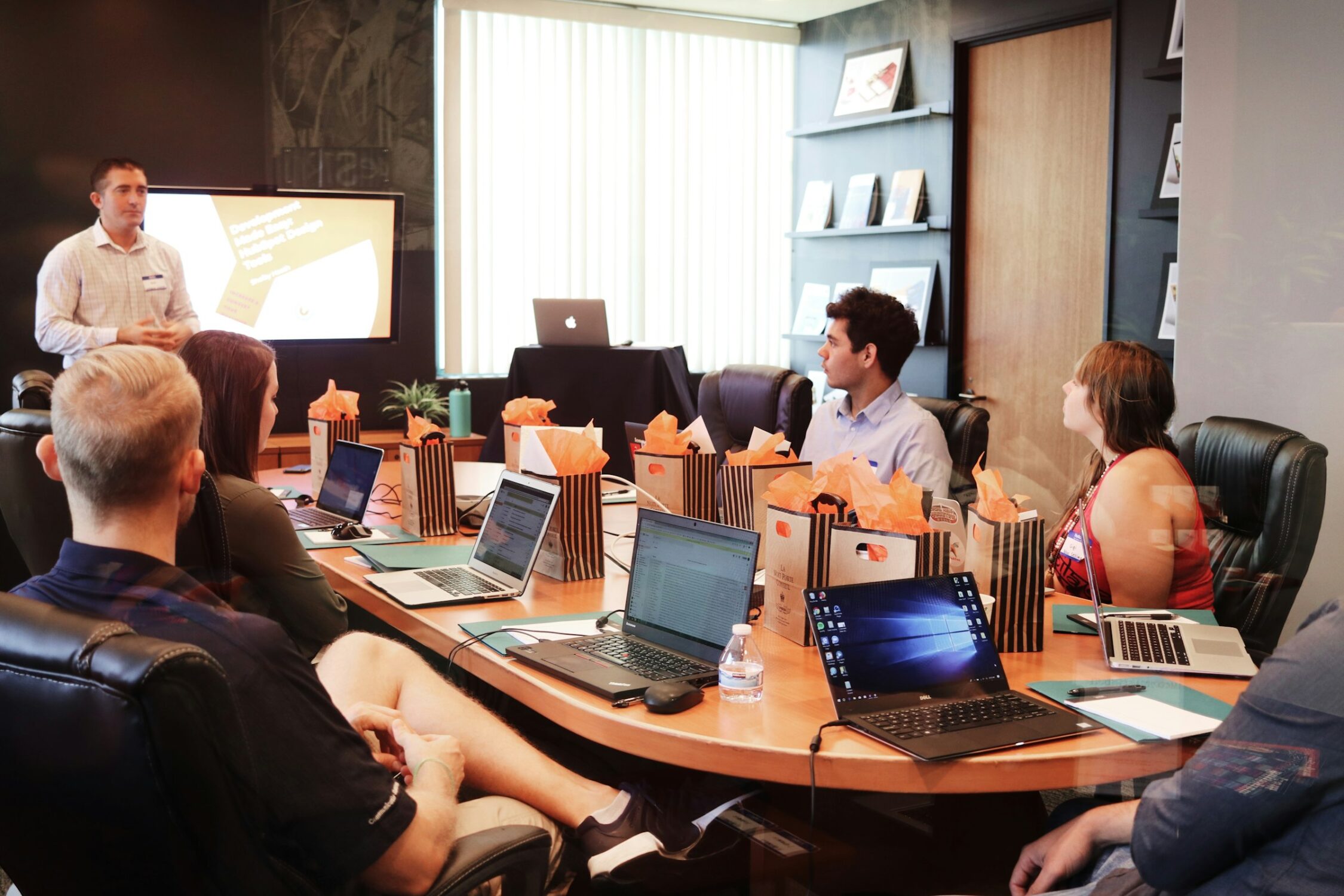 Presenting a marketing plan to a team