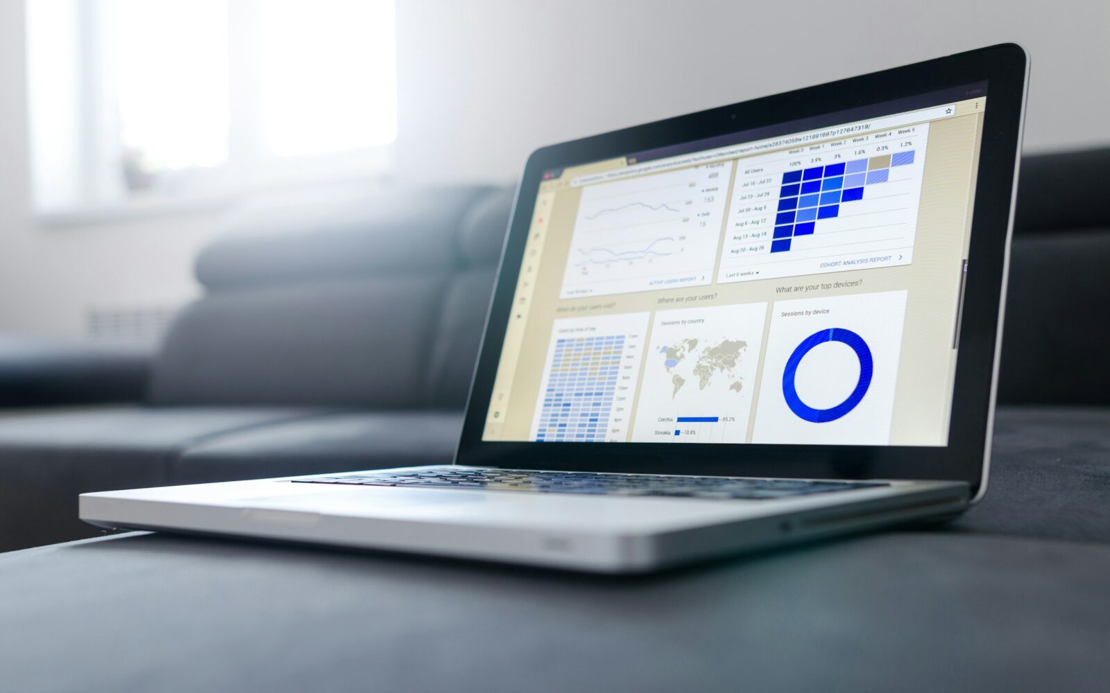 Data dashboard on a laptop